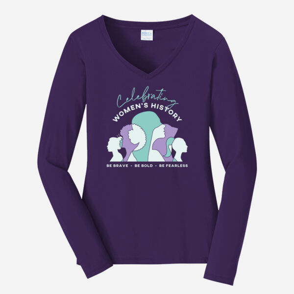 Ladies Long Sleeve Fan Favorite V Neck Tee Thumbnail